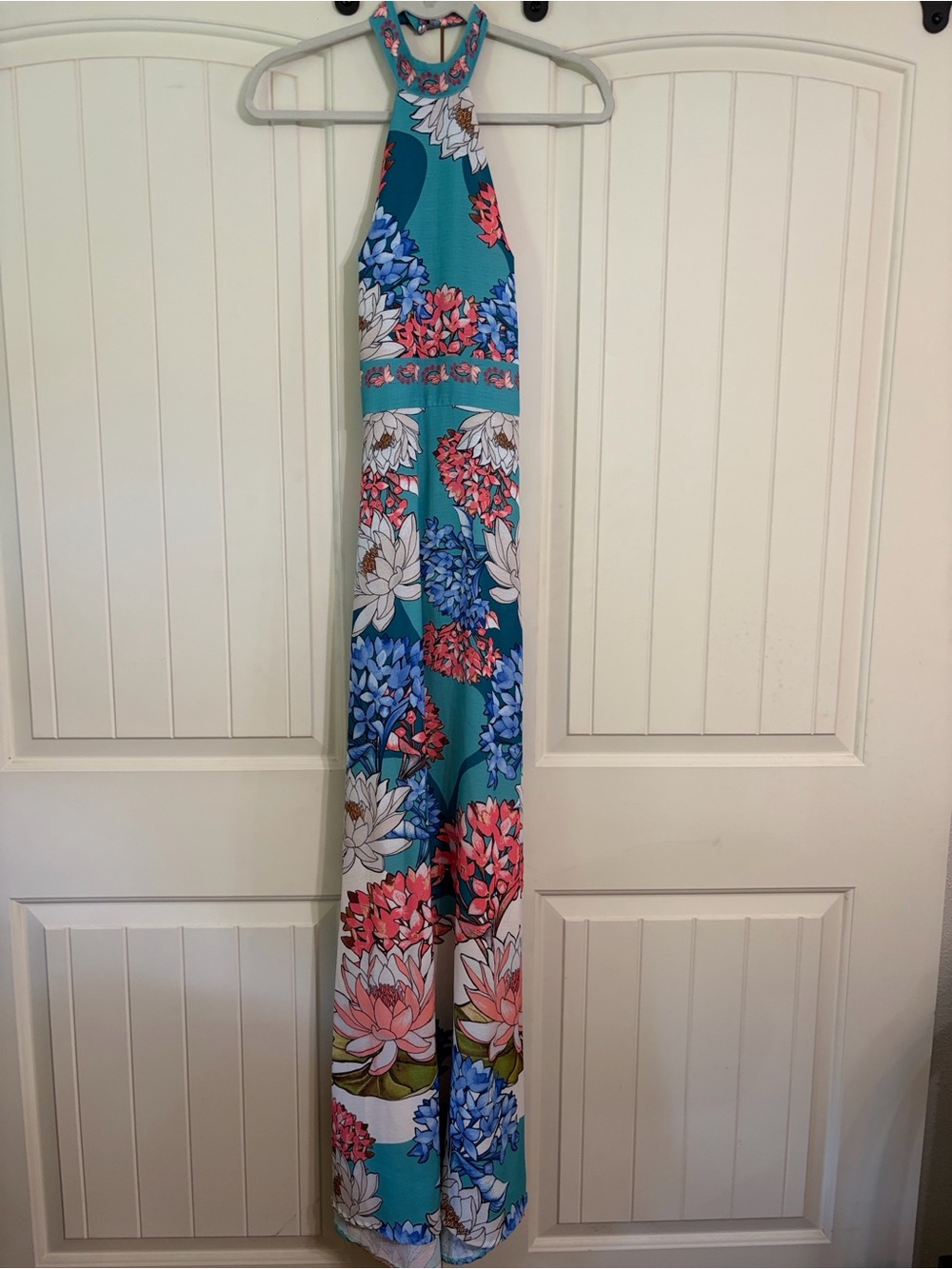 Agua Bendita Teal Floral Halter Top Dress Size M - Picture 7 of 11